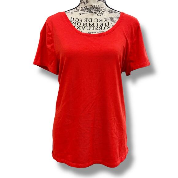 Soft Surroundings Size M Petite Red Short Sleeve Stretch Tunic Tee - Picture 1 of 4